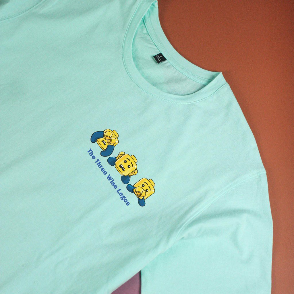Áo thun unisex cotton 100% in hình lego series - 3 wise lego ở ngực trái (nhiều màu)