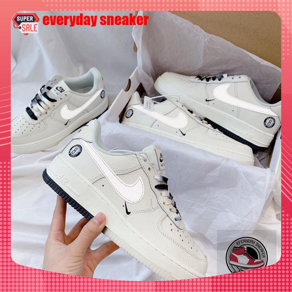 Giày Thể Thao Air Force 1 Low Brook.Lyn Sail Black, Giày Sneaker AF1 Màu Be Đế Âm Dương 2 Màu Cực Hot 2022, FullBoxBil