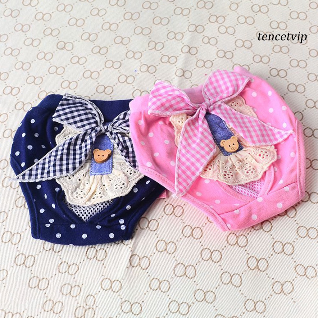 Quần tã vệ sinh thú cưng bằng vải cotton thoải mái đính nơ trang trí