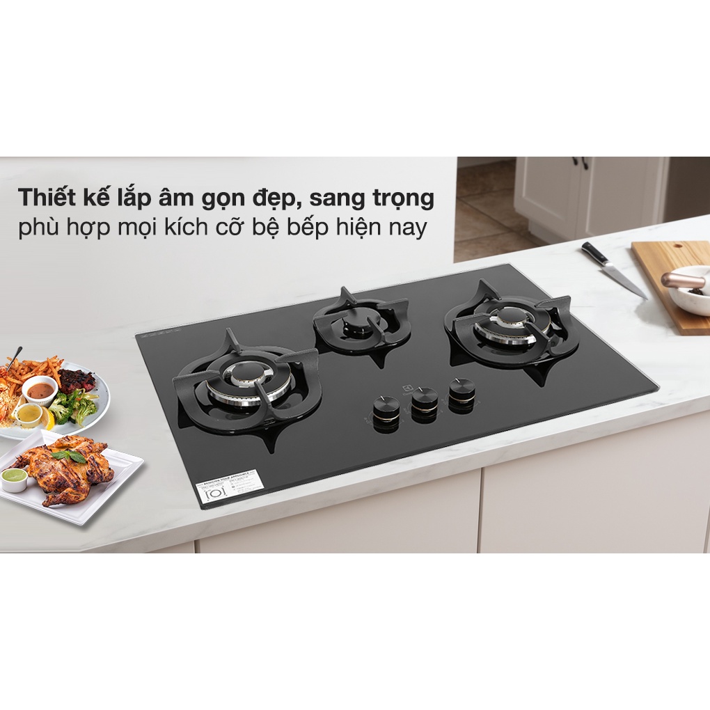 Bếp ga âm Electrolux EHG8321BC 3 lò-Chính hãng trưng bày đẹp 98-99%+Tặng dây gas-bếp tốt tiết kiệm gas