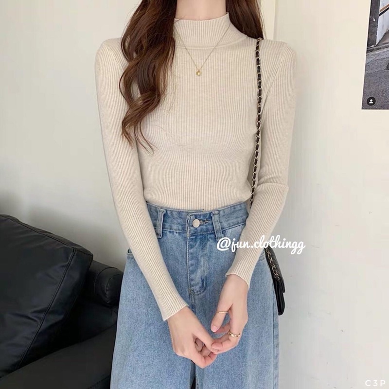 Áo len tăm body cổ 3p - Ảnh thật JUNclothing