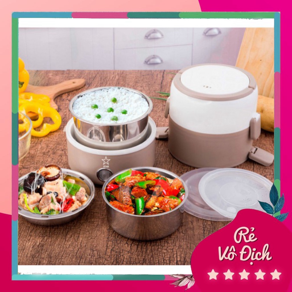 Hộp cơm Văn phòng cắm điện inox 3 tầng | Hâm nóng | Cà mèn đựng cơm | Cặp lồng HBG Mart