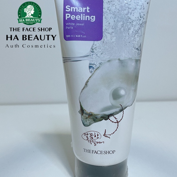 Tẩy tế bào chết da mặt The Face Shop Hà Beauty ngọc trai Hàn Quốc Smart Peeling White Jewel 120ml dưỡng trắng da