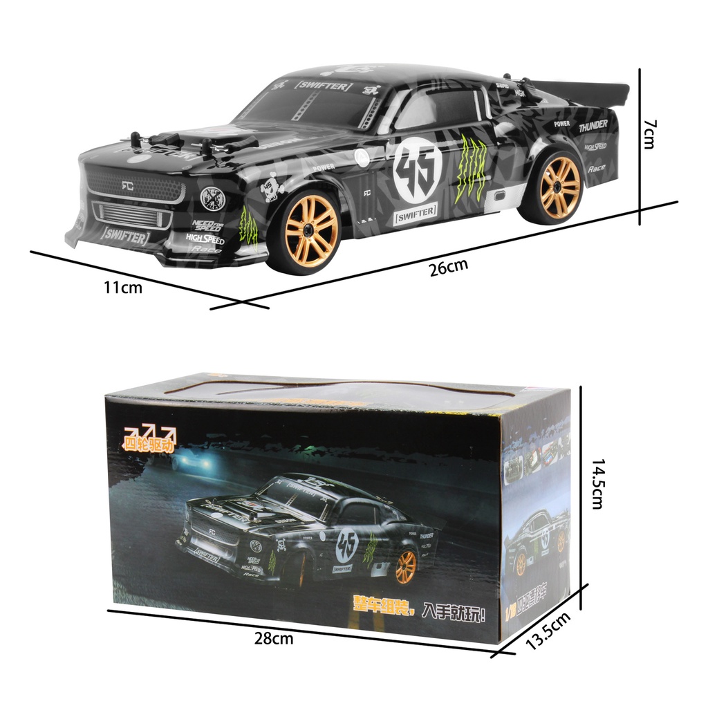 Xe điều khiển từ xa HBX 2188A 1/18 Drift Mustang Monster chuyên nghiệp dẫn động 4 bánh - pin sạc