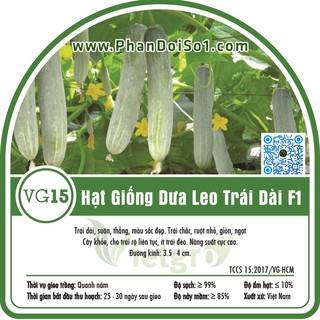 Hạt Giống Dưa Leo Trái Dài F1 Vietgro VG15 (Gói 10 hạt, Gói 5gr)