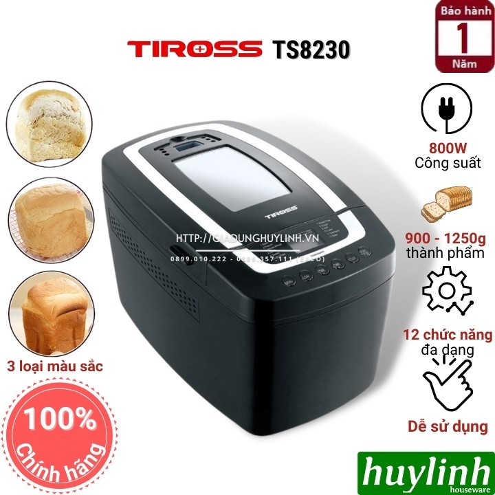 [Mã ELHAMS5 giảm 6% đơn 300K] Máy làm bánh mì Tiross TS8230 - 12 chức năng