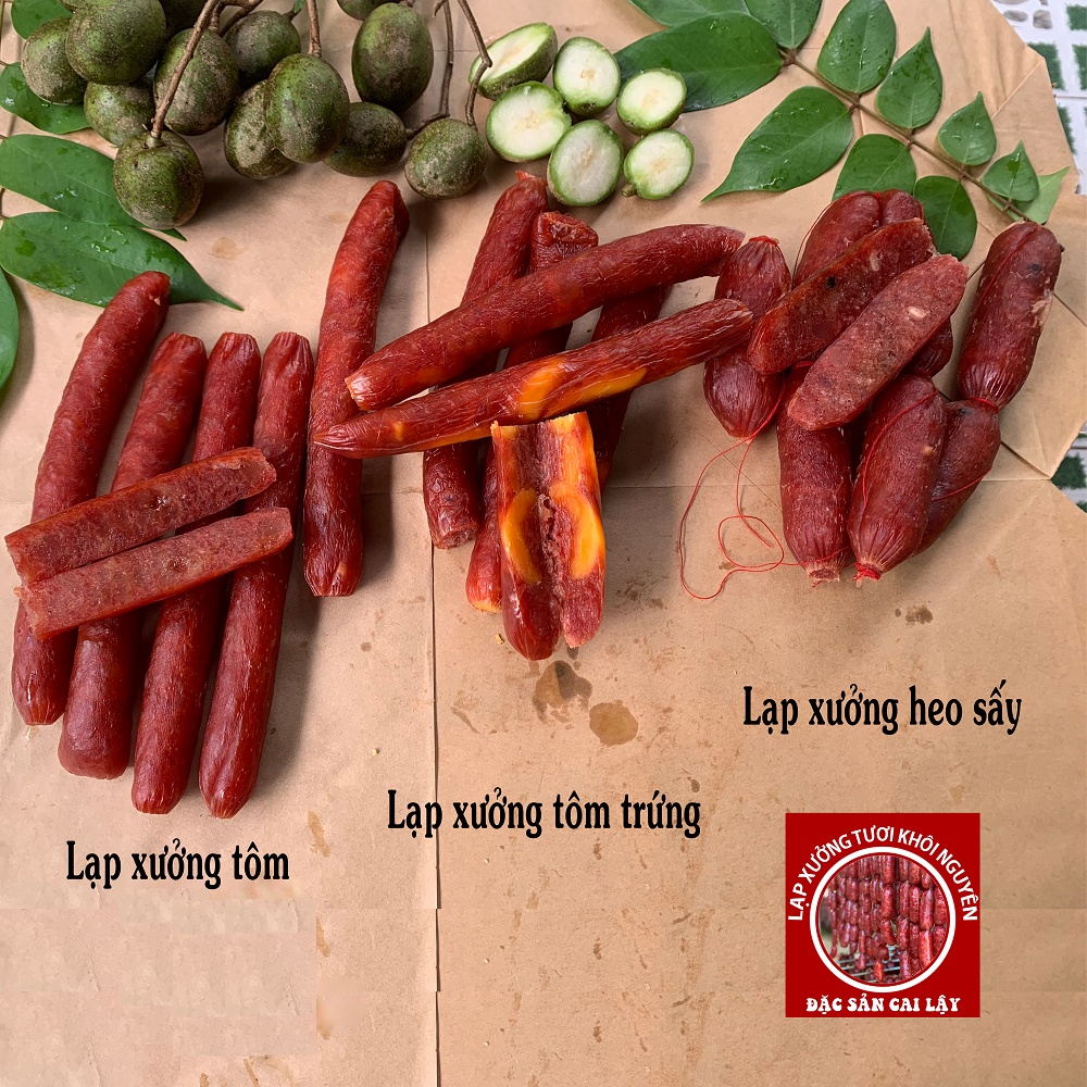 Lạp xưởng, lạp xưởng mai quế lộ, tôm sấy khô siêu nạc 500gr
