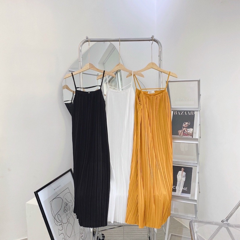 Đầm maxi đi biển 2 dây xếp ly