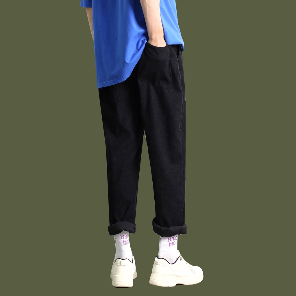 Quần ống rộng nhung tăm basic pants suông nam nữ TS1018 dây rút gấu