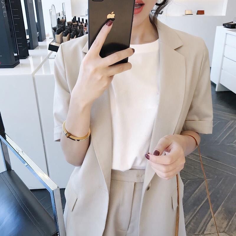 Bộ Đồ Gồm Áo Khoác Tay Lửng Và Quần Ngắn Màu Đen Thời Trang Dành Cho Nữ | BigBuy360 - bigbuy360.vn