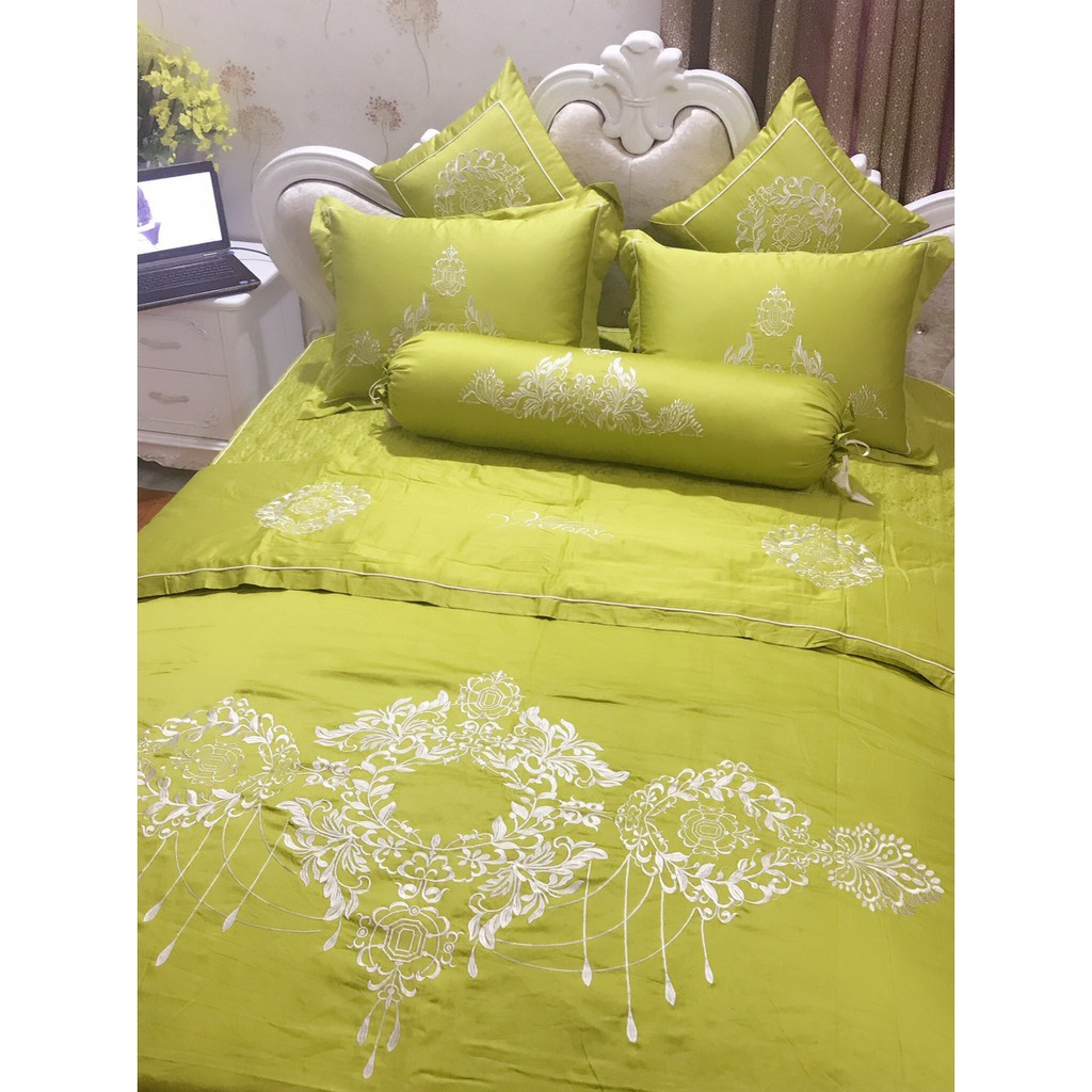 [Titox] Bộ satin Hàng nhập khẩu cao cấp lụa, thêu tay cho khách sạn 5 sao.