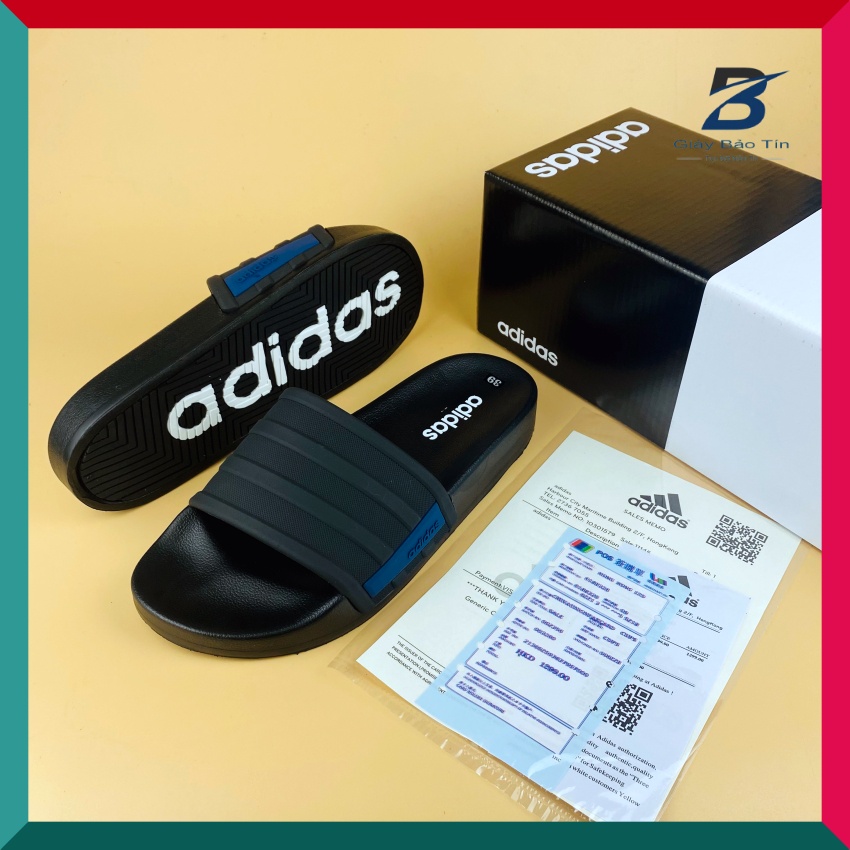 Dép nam Adidas dép nam quai ngang mẫu mới nhất 3 màu thời trang quai cao su cực mềm form ôm chân full BILL - Box