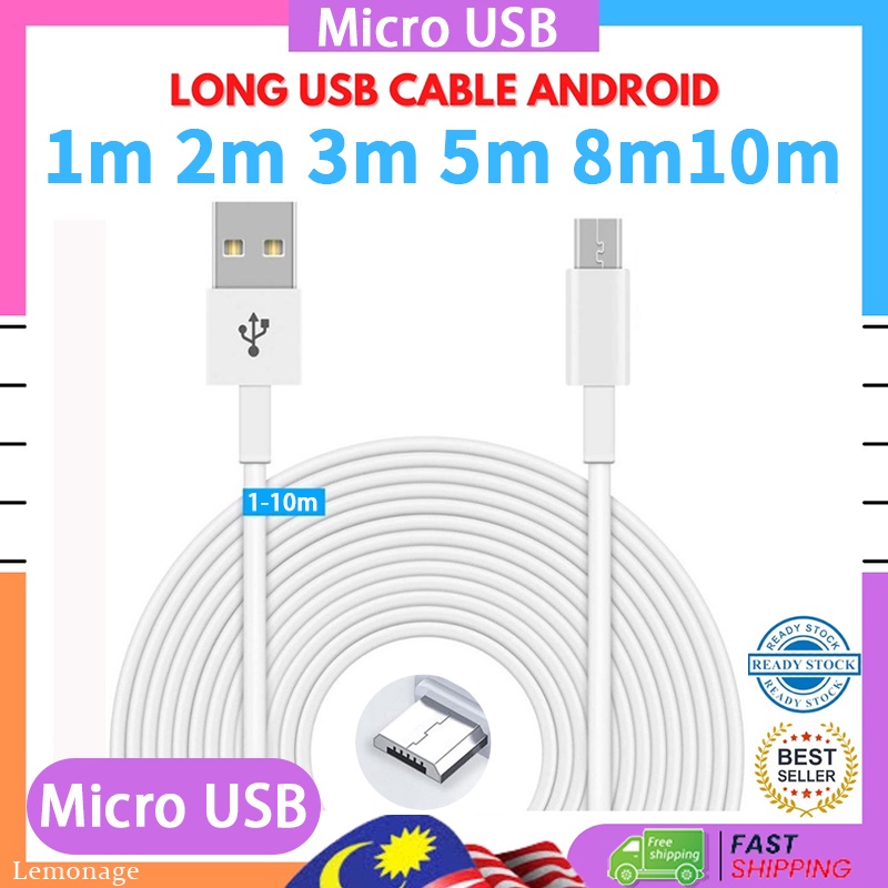 Dây Cáp Sạc Micro USB Dài 1M 2M 3M 5M 8M 10M Chuyên Dụng Cho Điện Thoại Di Động / Camera CCTV