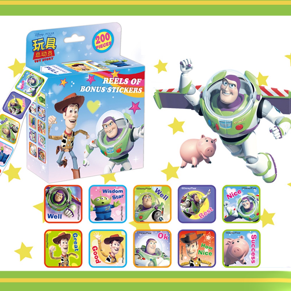 Cuộn 200 Sticker Hoạt Hình Xinh Xắn Dùng Trong Trang Trí