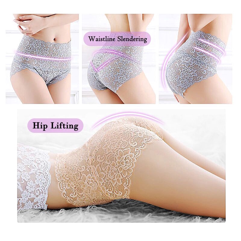 Quần lót TAKETALK phối ren hoa trong suốt lưng cao gợi cảm dành cho nữ size M-XXXL