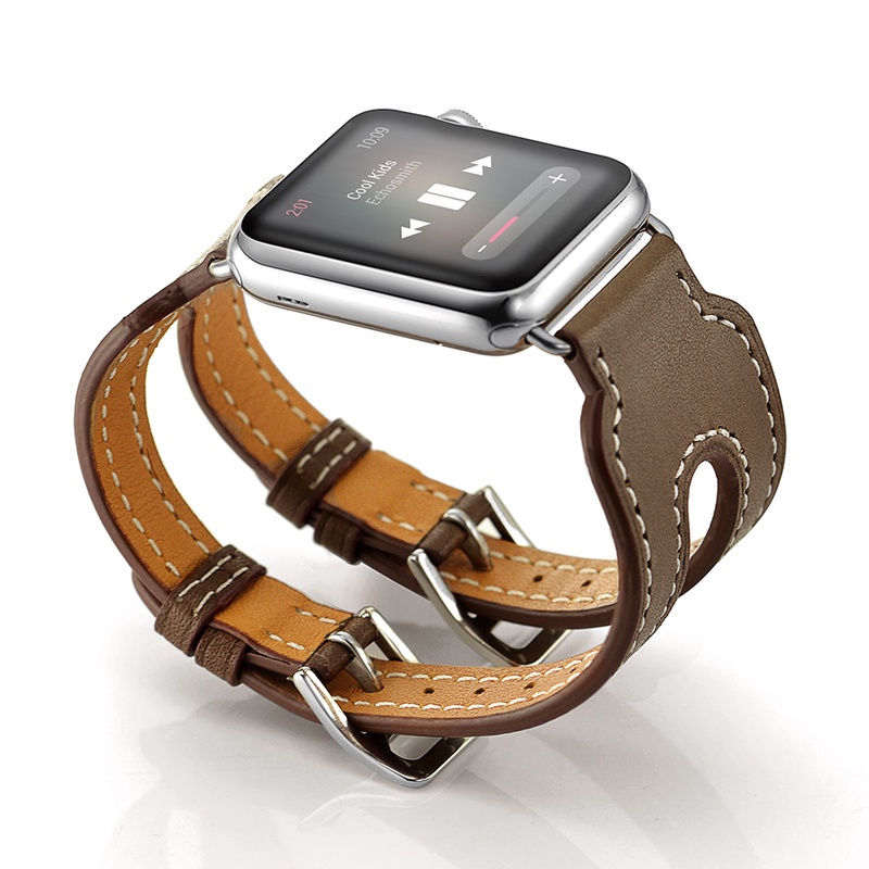 Dây Đeo Bằng Da Cao Cấp Cho Đồng Hồ Apple Watch Series SE 7 6 5 4 3 2 1 38mm 40mm 41mm 42mm 44mm 45mm