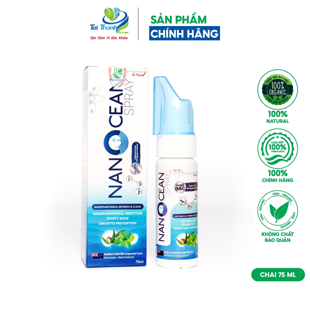 Dung dịch xịt mũi Nano Cean Spray Tất Thành Pharma vệ sinh mũi 75ml