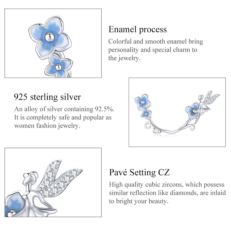 Mặt Dây Chuyền Charm Bamoer Bạc 925 BSC391 Hình Hoa Làm Trang Sức Vòng Tay