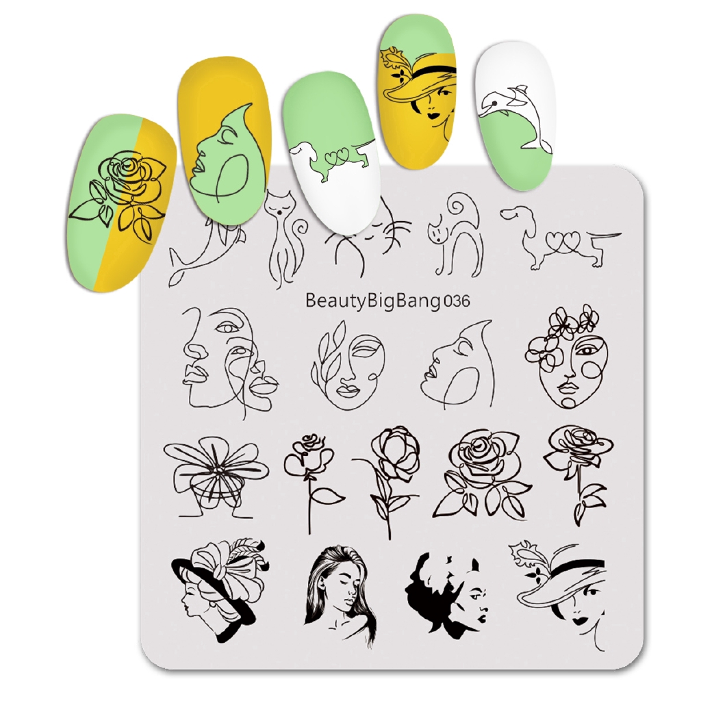 [Hàng mới về] Khuôn trang trí móng tay kích thước 6x6cm in họa tiết độc đáo cá tính cho nữ
