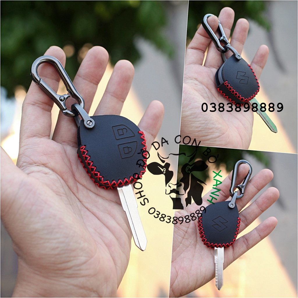 [Mã LIFEAUMAY giảm 10% tối đa 30k đơn 150k] bao da chìa khoá Suzuki Celerio handmade da thật 003