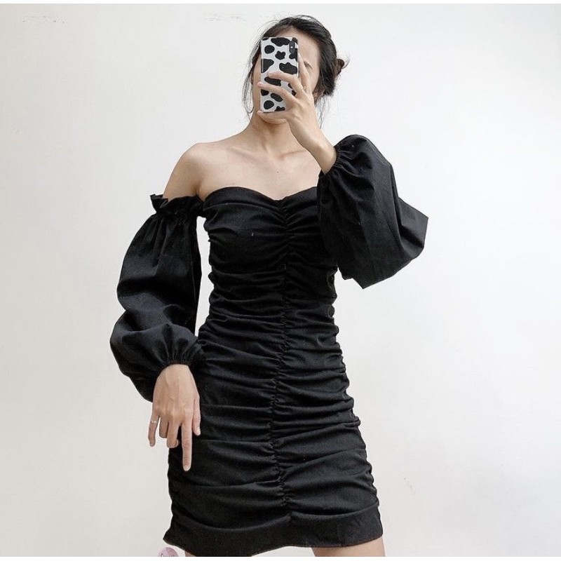 Đầm Trễ Vai SISI DRESS Form chuẩn che mọi khuyết điểm khoe nhẹ xương vai xanh quyến rũ