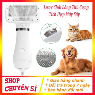 Máy Sấy Lông Cho Thú Cưng, Lược Chải Lông Cho Chó Mèo 2 in 1