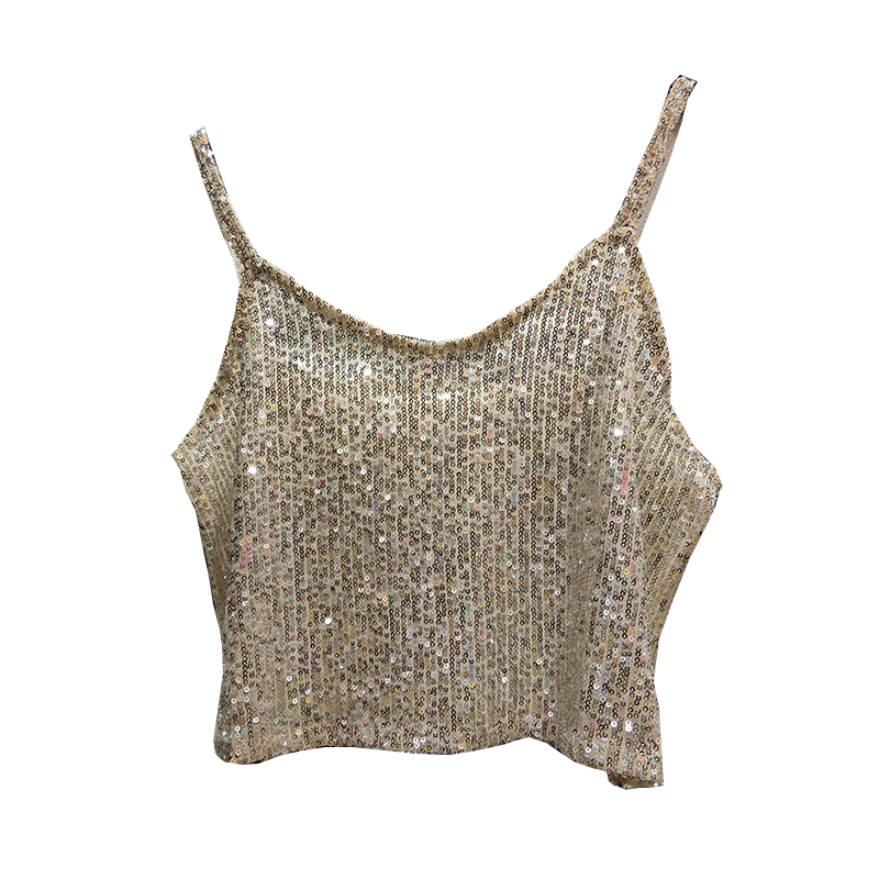 Áo Lửng Hai Dây Đính Sequin Lấp Lánh Quyến Rũ Dành Cho Nữ