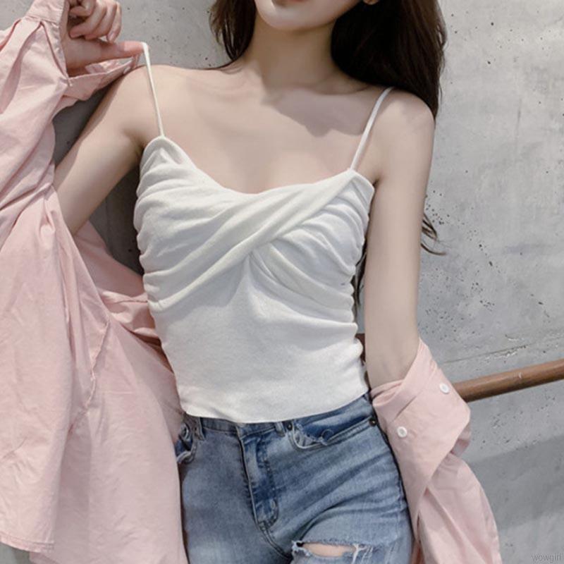 Áo Tank Top Thiết Kế Dây Đan Chéo Phong Cách Hàn Quốc Quyến Rũ