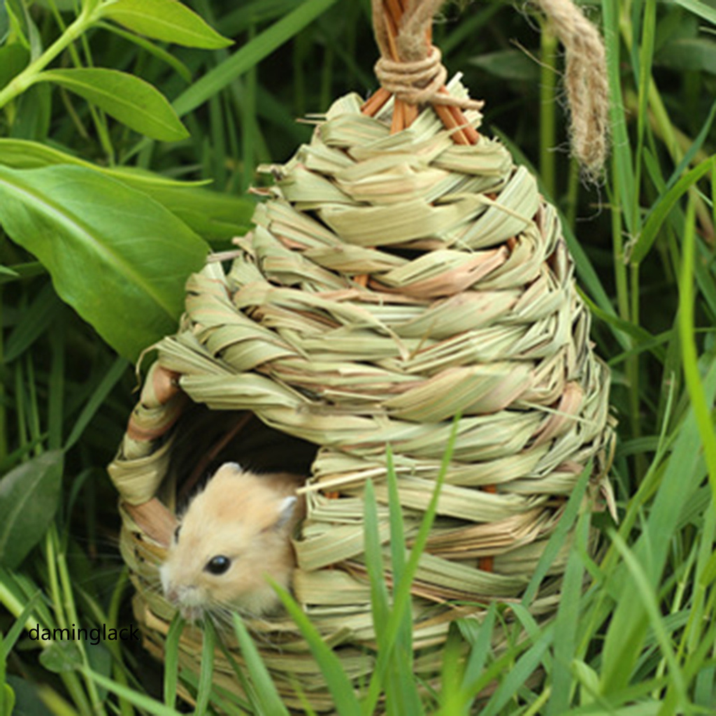 daminglack Straw Bird Nest Handmade Weaved Grass Egg Cage Hanging Parrot House Garden Decor