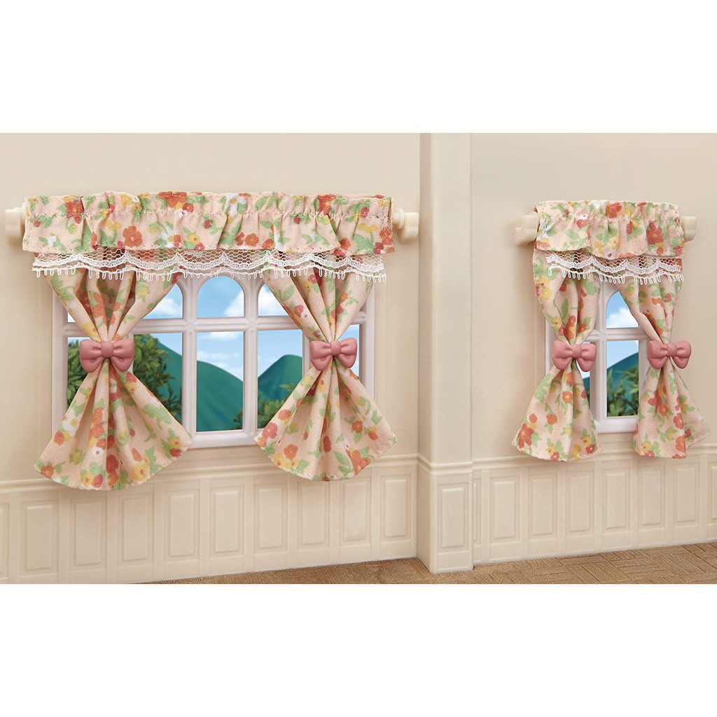 Sylvanian Families Bộ Rèm Cửa Và Đèn Trang Trí Treo Tường Lampshade Curtain Set