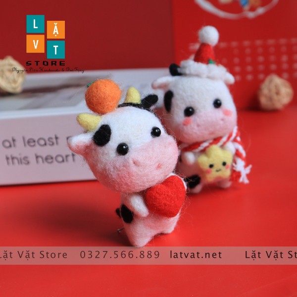 BỘ LEN CHỌC BÒ BƯỚNG BỈNH (TIỂU NGƯU) ĐÁNG YÊU - needle felting len chọc đơn giản cho người mới bắt đầu