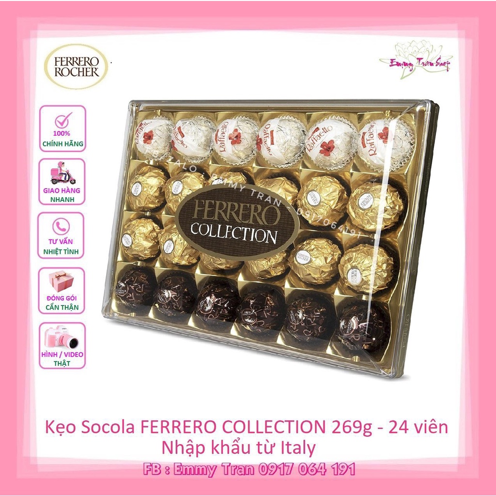 Kẹo Socola FERRERO COLLECTION CHOCOLATE 269g (24 Viên) - Nhập Khẩu Từ Italy ( Emmy Tran )