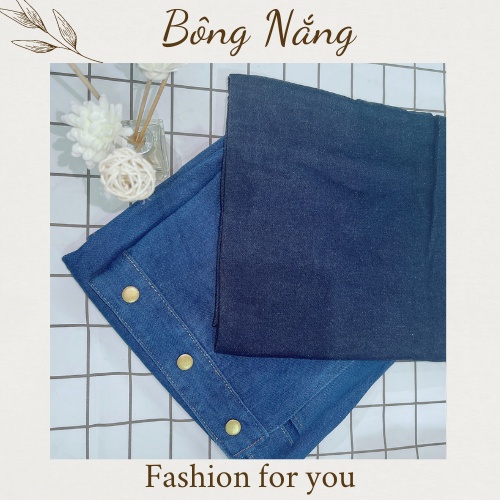 Váy chống nắng Jean trơn cao cấp không xẻ tà dạng quây, trùm chân che nắng jean Bông Nắng Store