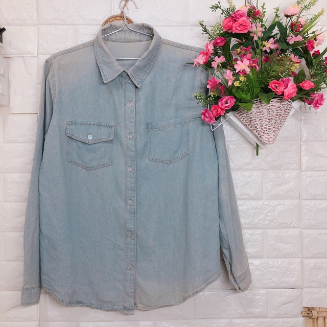 Áo sơ mi jean denim Hàn Quốc unisex