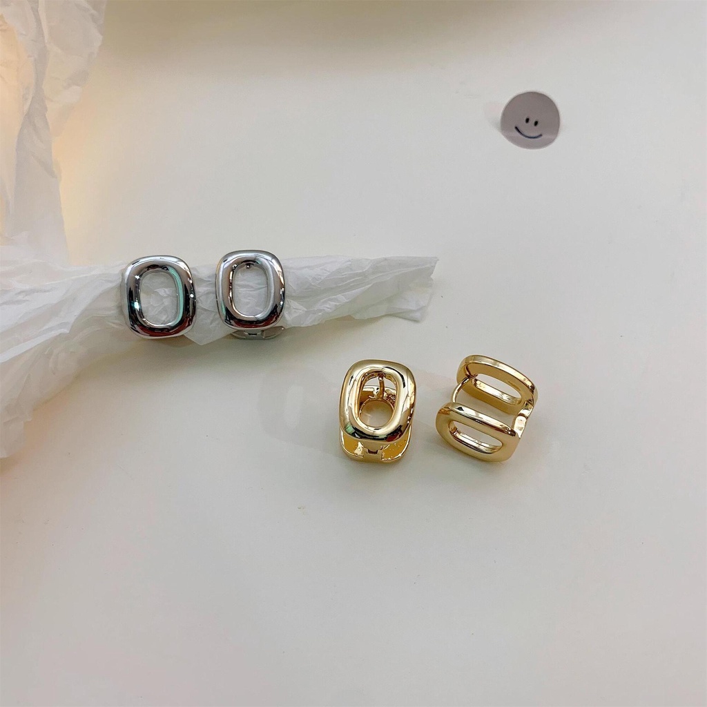 VANES1 Đôi Bông Tai Hình Oval Màu Trơn Phong Cách Hàn Quốc Thời Trang Cho Nữ