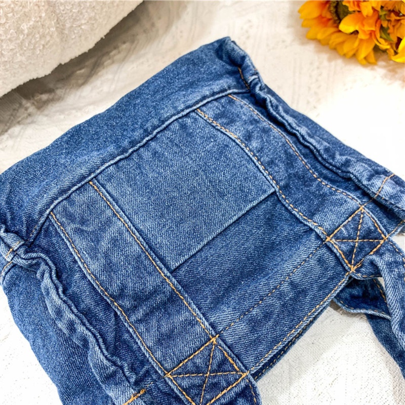 Túi đeo chéo vai bằng vải jean có dây đeo điều chỉnh phong cách retro dành cho nữ