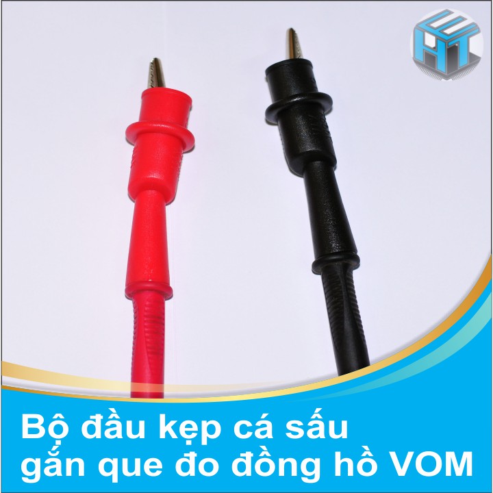BỘ ĐẦU KẸP CÁ SẤU GẮN QUE ĐO ĐỒNG HỒ VOM Đen Đỏ