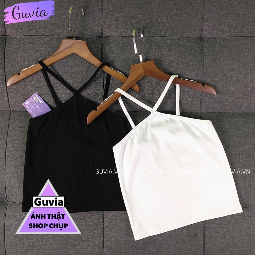 Áo Croptop kiểu YẾM 2 DÂY CHÉO MẢNH Nữ Thun Gân, Áo Dây Đắp Chéo Cổ kiểu YẾM GUVIA