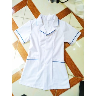 Quần Áo Blouse Trắng Điều Dưỡng Nữ Vải Lon Mỹ Phối Viền Các Màu Đẹp