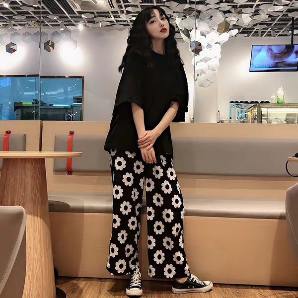 QUẦN CUTLOTTES ỐNG RỘNG HOA CÚC NAM NỮ UNISEX DƯỚI 65KG