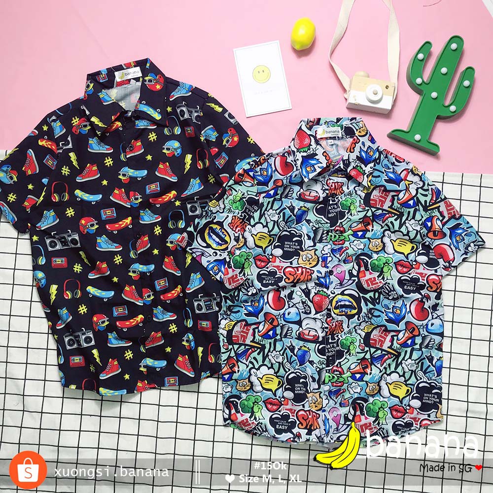 [Banana]- Áo sơ mi hoạt hình chiếc giày/ Share | BigBuy360 - bigbuy360.vn
