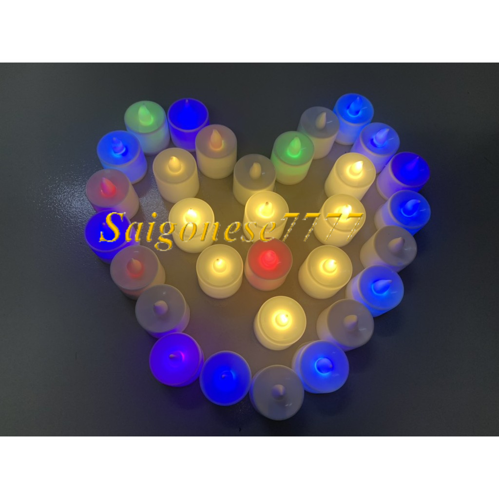 (Chọn Màu) 24 Đèn Led Xài Pin Hình Ngọn Nến Đèn Cầy Điện Tử Dùng Tỏ Tình Trang Trí Cưới Hỏi Lễ Tiệc Candle Tealight