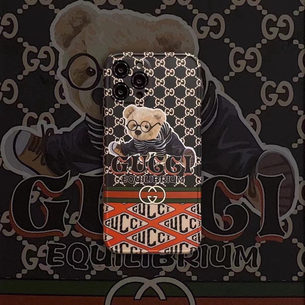 Ốp Điện Thoại In Hình Gấu GUCCI Sang Trọng Cho iphone 13 Pro Max i13 13pro i11 11ProMax i11 iX XR Xs Max 7plus 8plus 12Pro 12 Pro Max