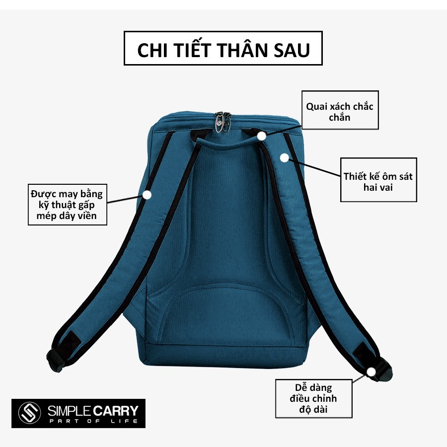 Balo Laptop Thời Trang Công Sở Chất Liệu Chống Nước SimpleCarry B2B300_05_G.BLUE Màu Xanh Ngọc