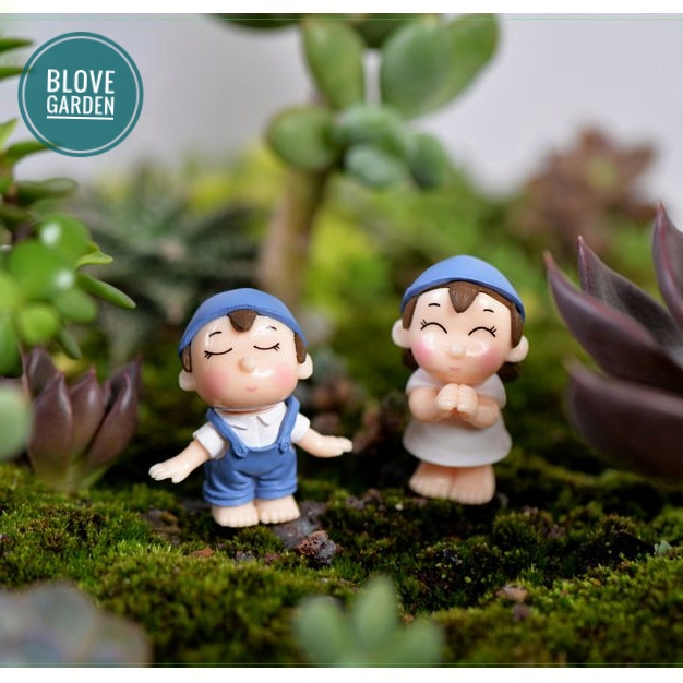 Tiểu cảnh trang trí - Cặp đôi nông dân làm phụ kiện trang trí terrarium, sen đá, xương rồng, cây cảnh mini, cây để bàn