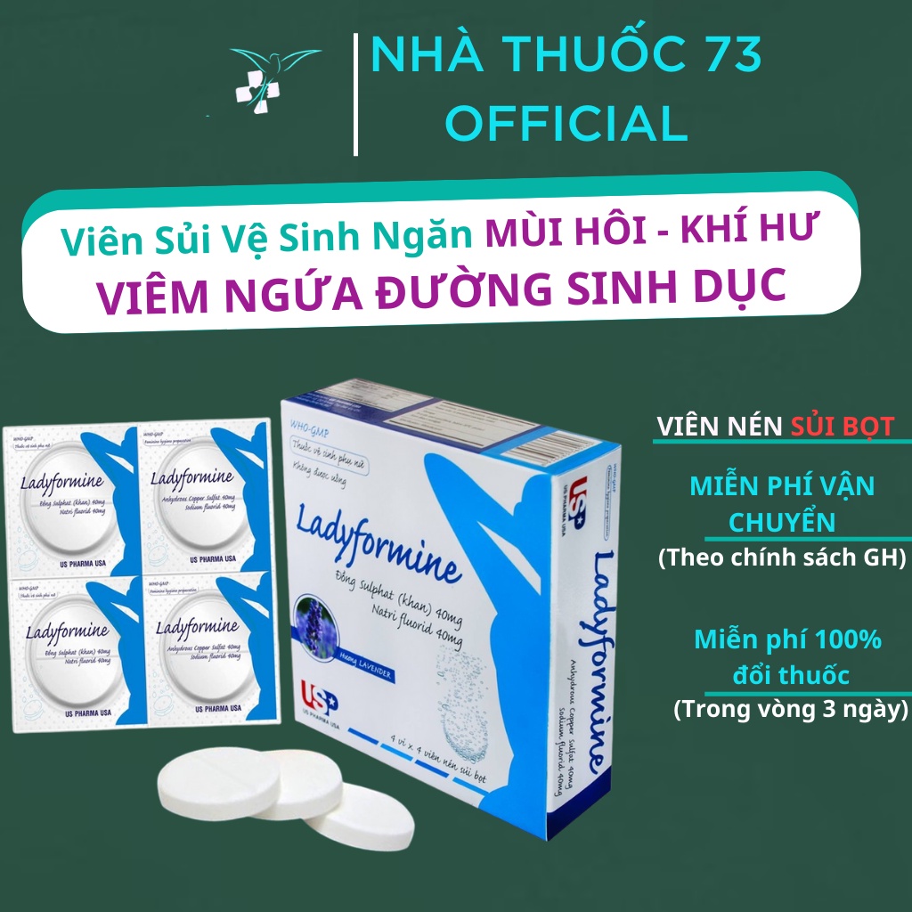 Vệ sinh vùng kín, Viên sủi phụ khoa LADYFORMINE - Hỗ trợ ngăn viêm nhiễm phụ khoa, ngứa âm hộ, âm đạo, khí hư bất thường