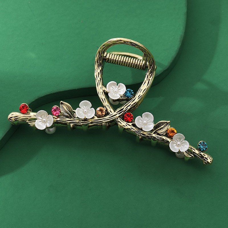 Kẹp Tóc Kim Loại Hình Cá Mập Đính Hoa Lớn