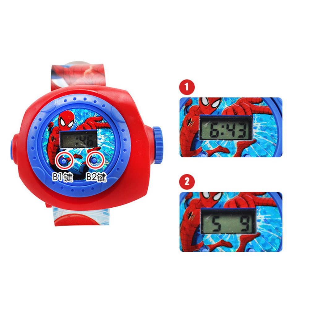 Đồng Hồ Điện Tử Chiếu Nhân Vật Hoạt Hình Marvel Cho Bé