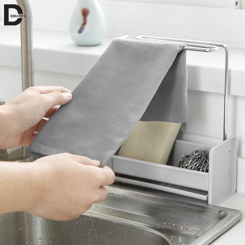 Kệ gác đồ bồn rửa chén tích hợp giá treo khăn lau tay có khay thoát nước
