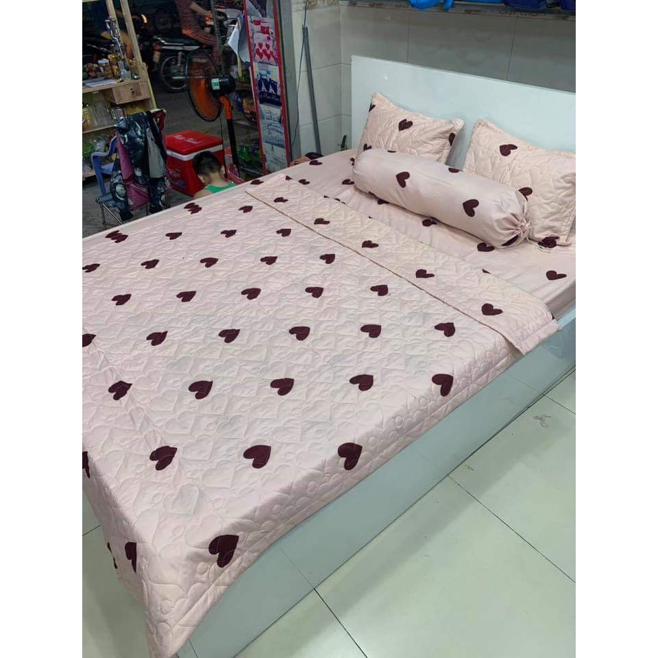 [Xả kho]Chăn hè mền trần bông 1m8x2m vải cotton poly-totobedhcm tim sữa